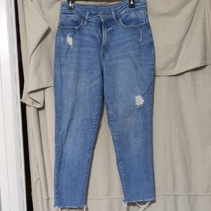 Old Navy Light Blue Distressed Straight Leg Jeans